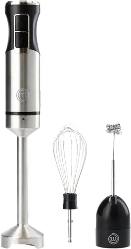 MasterChef Batidora de Inmersión de Mano con Batidor Eléctrico y Accesorios de Espumador de Leche, Batidora de Mano de Acero Inoxidable para Hacer
