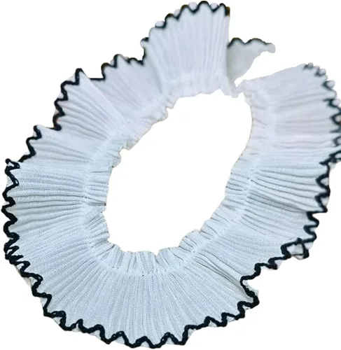 Miniatura 18 de Cinta de gasa plisada de 1 yarda x 1.2 in, ribete de volantes para bricolaje, apliques de costura, borde rosa + negro