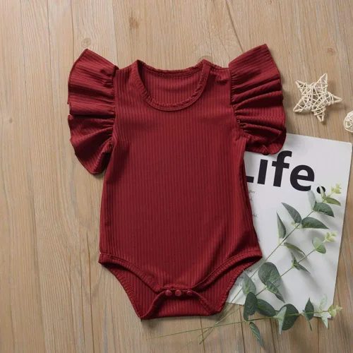 Miniatura 2 de Mameluco de una pieza para bebé recién nacido, con volantes, color liso, ropa casual