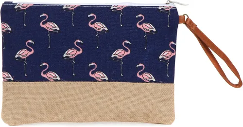 Miniatura 25 de Leisureland Bolsa de cosméticos de dos tonos de lona de algodón maquillaje bolsa de embrague, rojo (Buffalo Plaid Red)