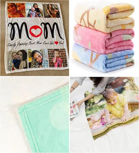 Miniatura 3 de XOZOTY Manta de bebé gris divertida personalizada con nombre, manta de forro polar personalizada para niños y niñas, tapiz de cumpleaños de 30 x 40