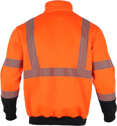 Miniatura 3 de VENDACE Hi Vis - Sudadera reflectante de seguridad para hombres ANSI Clase 3 de alta visibilidad, forro polar con cremallera de 1/4, sin capucha