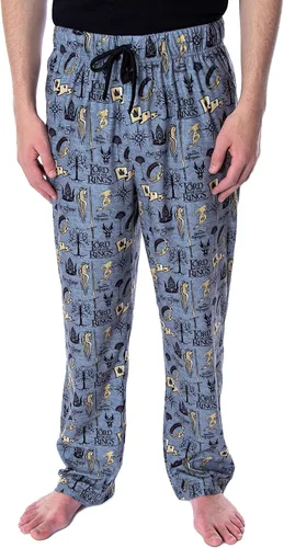 Lord of The Rings - Pantalones de pijama para hombre con patrón completo, Lotr Grey
