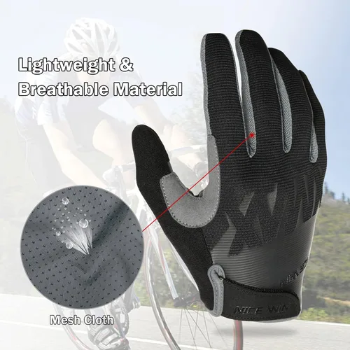 Miniatura 2 de NICEWIN Cycling Bike Gloves Men Women, Padded Anti-Slip Mountain Bike Gloves, Touch Screen Full Finger Road Bicycle Biking Gloves