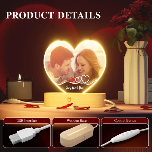 Miniatura 2 de Bemaystar Regalos personalizados con luz nocturna, lámpara de amor, regalos personalizados para mujeres, hombres, parejas, aniversario de San