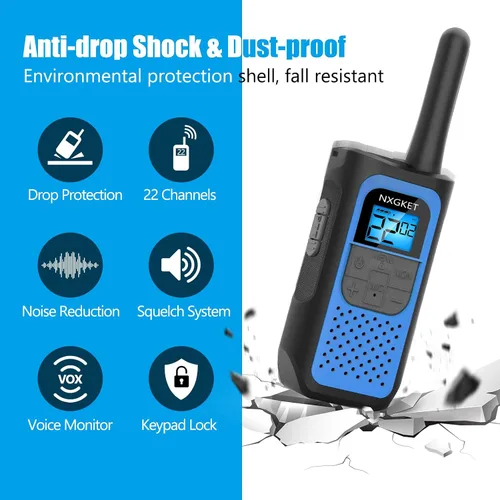 Miniatura 2 de NXGKET Walkie Talkies Long Rnage para adultos NOAA Wether Alert, Walkie Talkie recargable de 2 vías, 22 canales, escaneo VOX con batería de iones