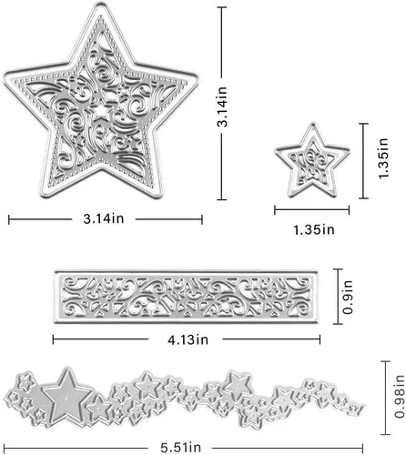 Miniatura 2 de Troqueles de corte de estrellas, moldes de plantilla de metal, herramienta de grabado en relieve para hacer tarjetas, álbumes, álbumes de recortes