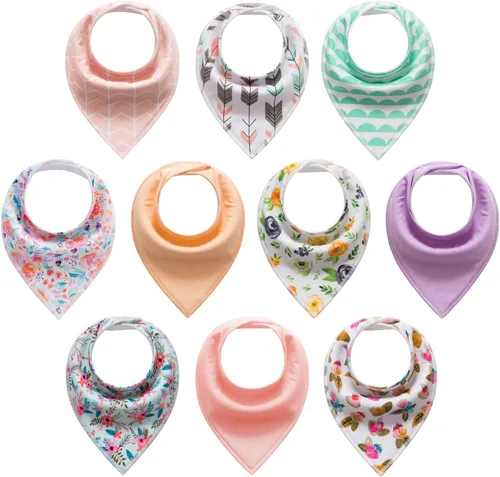 Miniatura 6 de Little Tots - Baberos de algodón unisex para bebés y niños, paquete de 8/10 baberos suaves y absorbentes