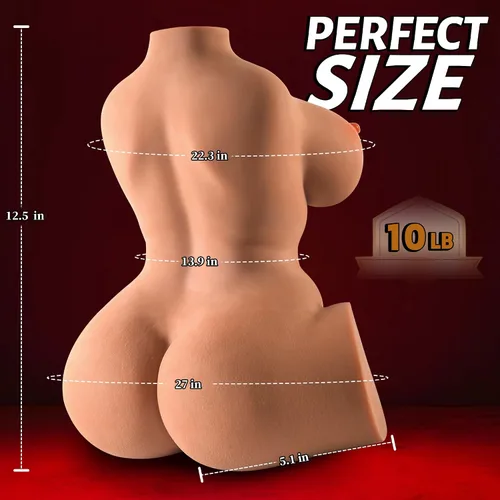 Miniatura 4 de Torso de muñeca sexual de 10 libras para hombres, masturbadores masculinos realistas 3 en 1, coño de bolsillo con copa E, culo de pechos grandes