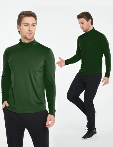 Miniatura 4 de SSLR -Camisas térmicas para hombre, cuello alto, manga larga, forro polar, capa base de cuello alto