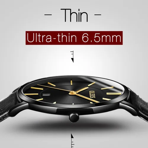 Miniatura 5 de OLEVS Brown Black Leahter Strap Quartz Analog Ultra Thin Minimalist Male Wrist Watches Waterproof Date Dial
