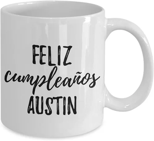 Miniatura 2 de Feliz Cumpleanos Austin Mug Spanish Happy Birthday Personalized Name Gift Coffee Tea Cup 11 oz