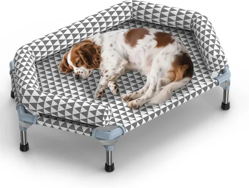 Miniatura 15 de Kuntrust Cama Elevada para Perros de Exterior Actualizada Catre para Mascotas Elevado Cama Refrescante para Cachorros Cama Elevada para Perros