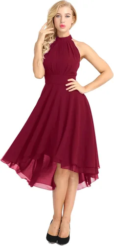 Miniatura 2 de Choomomo - Vestido de dama de honor para mujer, asimétrico de gasa de alta baja