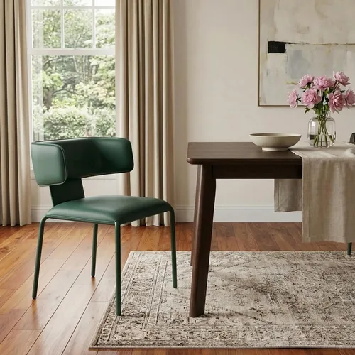 Miniatura 10 de YOUNIKE Silla de comedor tapizada individual de piel sintética de alta calidad, silla de comedor con respaldo, moderna y acolchada, cómoda silla