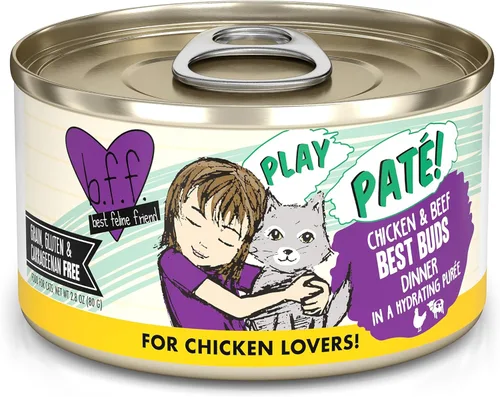 Miniatura 42 de B.F.F. PLAY - Best Feline Friend Paté Lovers, Aw Yeah!, Atún & Chicken Check Please! con atún y pollo, lata de 2.8 onzas (paquete de 12)