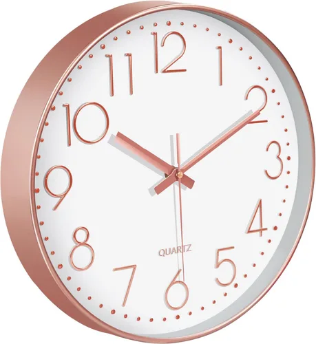 Miniatura 15 de Relojes de pared silenciosos que funcionan con pilas, 8 pulgadas, reloj de pared analógico con número de gran tamaño, esfera de reloj de vidrio