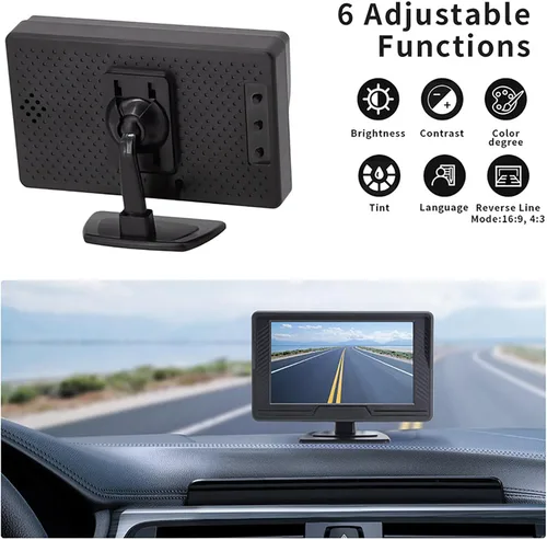 Miniatura 7 de Sistema de monitor de cámara de respaldo para automóvil, cámara de visión trasera, impermeable, visión nocturna, líneas de guía de bricolaje