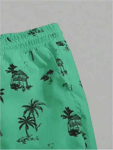 Miniatura 54 de GORGLITTER Conjunto de 2 piezas de camiseta gráfica de manga corta para hombre, estampado hawaiano con cordón y pantalones cortos