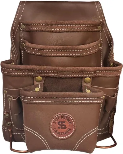 Miniatura 9 de Bolsa de herramientas de cuero Supreme Leather para construcción, bolsa de herramientas de carpintero, bolsa para electricista 10 bolsillos, 2