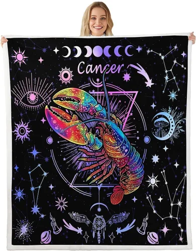 Miniatura 12 de Manfei Acuario - Manta de astrología trippy para niños y niñas, decoración de habitación de doce constelaciones, manta de forro polar suave