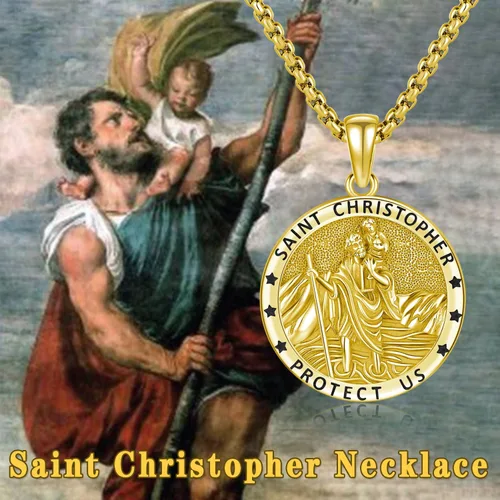Miniatura 111 de Odinstone Collar de plata de ley 925 con medalla de San Miguel/San Cristóbal/San Benito/Crucifijo de Jesús/San Uriel/Arcángel Rafael para hombres