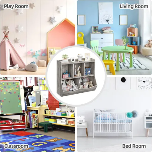 Miniatura 7 de IDEALHOUSE Estantería y estantería de juguetes, estante múltiple con armario organizador de cubos para almacenamiento de libros y juguetes