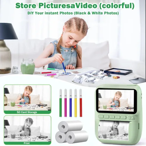 Miniatura 6 de Cámara para Niños Impresión Instantánea Regalos de Cumpleaños y Graduación para Niños de 3, 4, 5, 6, 7, 8, 9 años Cámara Digital Portátil