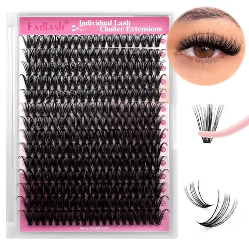 Bandeja grande de extensiones de racimos de pestañas individuales con rizado D, pestañas en racimo, 10D, 20D, 30D, 40D, suministros para extensiones