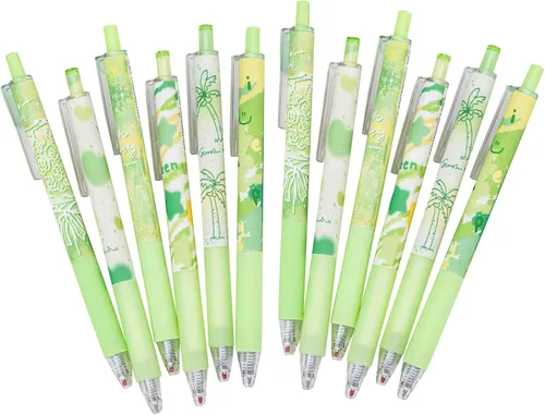 Miniatura 10 de 8 bolígrafos retráctiles estéticos de gel, bolígrafos de escritura de tinta con punta fina suave de 0.020 in, bolígrafos de impresión novedosos