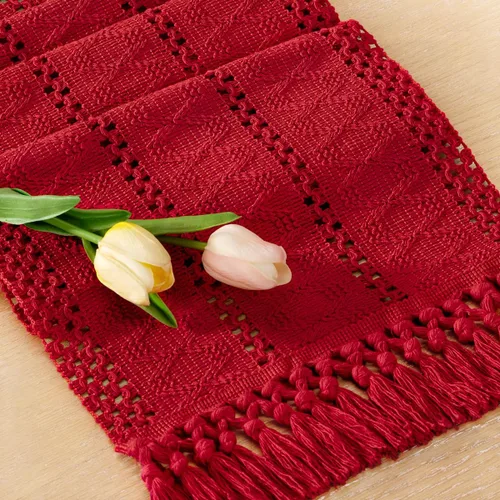 Miniatura 17 de Socomi Camino de mesa bohemio de verano rústico para comedor, cocina, centro de mesa, decoración pequeña de macramé de algodón y lino, camino