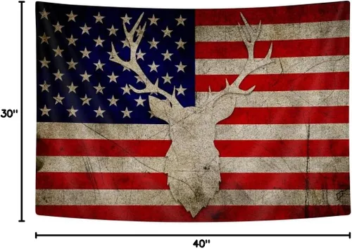 Miniatura 5 de Tapiz decorativo de pared con cabeza de grunge, diseño rústico de bandera de Estados Unidos, diseño de camuflaje, para colgar en la pared, arte