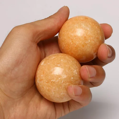 Miniatura 5 de BRABUD TQZDBS030 - Bolas chinas de estrés para la salud de Baoding de mármol naranja en piedra natural con caja