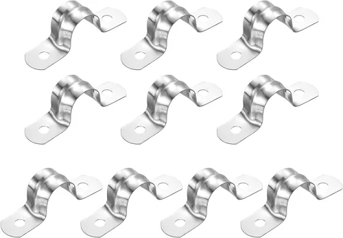 Miniatura 20 de uxcell 6 correas rígidas de tubo, 4.331 in (4.33 pulgadas) 201 de acero inoxidable 201 con 2 agujeros en forma de U, abrazaderas de tubo para fijar