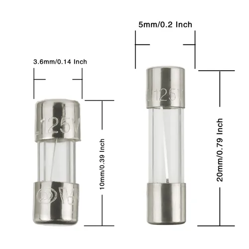 Miniatura 5 de BOJACK Fusibles para luces de Navidad 5x20mm 125V 3A 5A 7A Fusible de vidrio de soplado rápido Fusibles 3.6X10mm Mini Fusible 125V 2.5A 3A 5A Kit