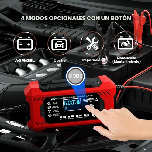 Miniatura 4 de Corebox Cargador de Batería 6-Amperios 12V Cargador Inteligente Automático de Goteo, Mantenedor de Batería Desulfator con Compensación