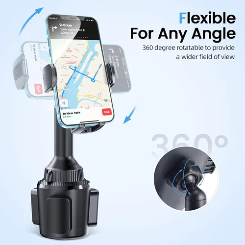 Miniatura 3 de APPS2Car Soporte para teléfono cargador inalámbrico para automóvil, soporte de coche de carga rápida Qi de 15 W, brazo largo ajustable y rotación