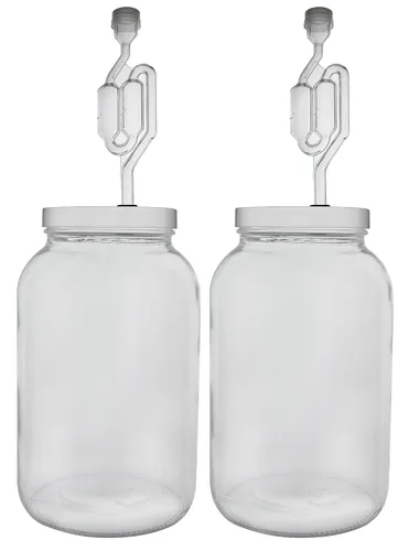 Miniatura 2 de FastRack Tarro de boca ancha de un galón con tapa perforada y doble burbuja Airlock-Set de 2, multicolor (B01AKB4G9E), 1 galón y jarra de 1 galón