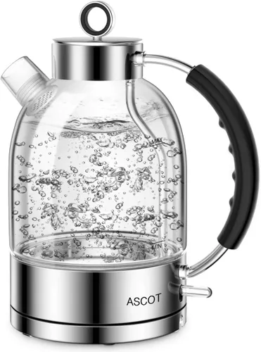 Miniatura 4 de ASCOT Hervidor eléctrico, tetera eléctrica de vidrio, regalos para hombres/mujeres/familia 1.5L 1500W calentador de té de vidrio de borosilicato
