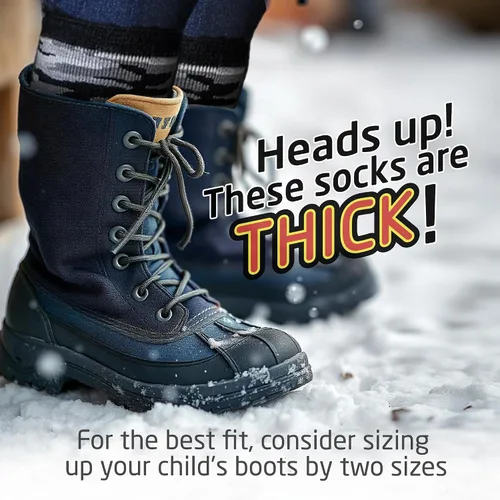 Miniatura 4 de HOT FEET Calcetines térmicos para niños, calcetines cálidos con aislamiento de invierno para niños y niñas, cómodos y gruesos, paquete de 2