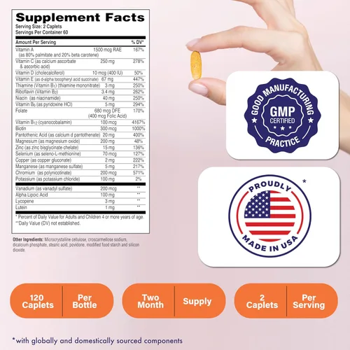 Miniatura 2 de Health Thru Nutrition Ultra-Betic Multivitamínico 120 unidades Apoya el nervio, la visión, la energía con ALA, licopeno Sin OMG, etiqueta