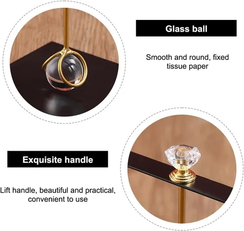 Miniatura 6 de Servilletero, soporte de metal para pañuelos de mesa con asa, soporte rústico para servilletas negro/dorado/plateado para cocina, hotel, cafetería