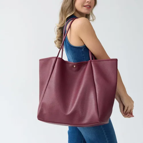 Miniatura 29 de HOXIS Bolso de mano de cuero PU de gran tamaño para mujer, bolso de fin de semana, bolso de viaje