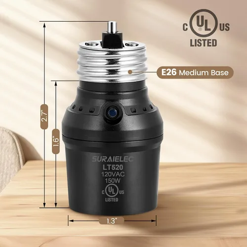 Miniatura 7 de SURAIELEC Portalámpara con Sensor de Luz, Portalámpara Automática del Atardecer al Amanecer con Rotación del Sensor de 360°, Adaptador de Base