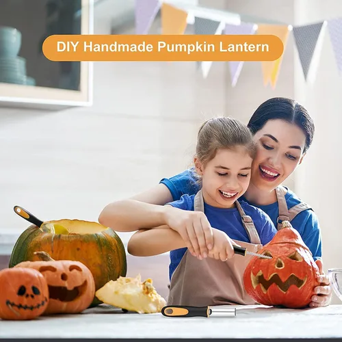 Miniatura 6 de Yixiang Kit de tallado de calabaza de Halloween, 5 piezas de herramientas profesionales de tallado de acero inoxidable para decoraciones