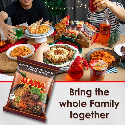 Miniatura 4 de MAMA Noodles Beef Stew Instant Spicy Fideos con deliciosos sabores tailandeses, fideos picantes y picantes, sin grasas trans con menos calorías que