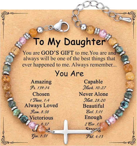 Miniatura 37 de TONY & SANDY Pulsera de cruz cristiana para mujer, regalo de San Valentín para ella, regalo de confirmación de bautismo, Pascua, regalo único