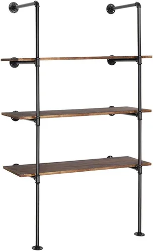 Miniatura 5 de LIANTRAL Estante industrial de tubo de hierro para montaje en pared, estantería abierta de bricolaje, estantes de almacenamiento retro, soporte