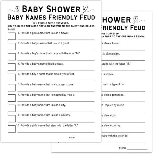 Miniatura 8 de Kihraw Juegos de baby shower, 50 tarjetas de juego de peleas aptas para baby shower, género neutro, minimalista