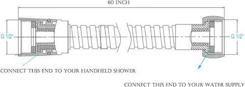 Miniatura 6 de Extensión de manguera de ducha, manguera de ducha extra larga de acero inoxidable de 72 pulgadas para cabezales de ducha de mano, repuesto de Mate